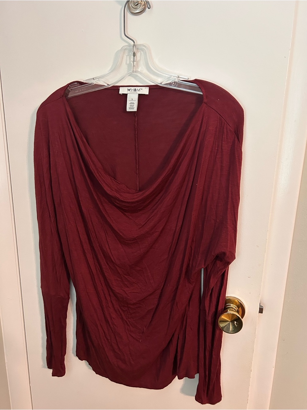 Burgundy Draped Drape-Neck Top